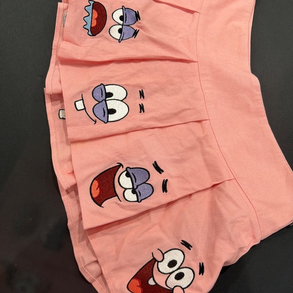 Pink Cartoon Face Pleated Mini Skirt Patrick - Picture 2 of 3